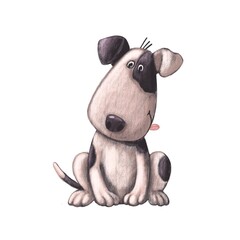 cute funny puppy, hand drawn cartoon character, lovely clipart