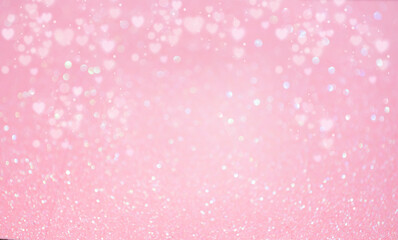 Defocus light background pink with bokeh of hearts