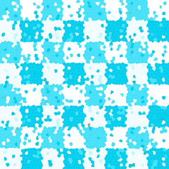 White and blue checkerboard mosaic. Abstract background.