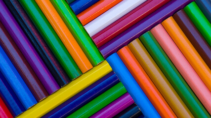 several colored pencils all together