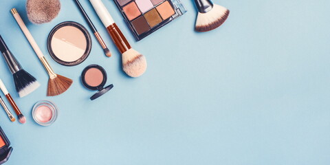 A set of different cosmetics for make-up.