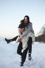 Fototapeta na wymiar Winter Lovestory in Valentine's day on a frozen lake