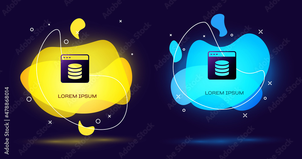 Poster black server, data, web hosting icon isolated on black background. abstract banner with liquid shape