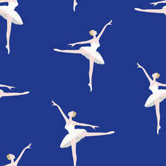 Obraz na płótnie Canvas Seamless pattern of silhouettes graceful dancing ballerina