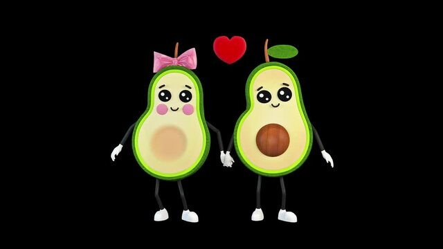 Cute avocados in love
