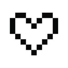 Pixel heart pictogram, icon or logo. Vector illustration isolated on white background. EPS 10