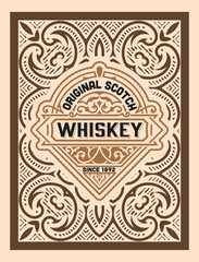 Whiskey label with old frames