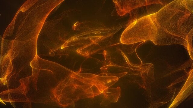  Animated neon sphere background. Space energy design. The movement of particles in a circle. Glowing lightning, stars. Magic. A pattern of rotating dots. Fire, flame. Logo, technology, medicine. 4k