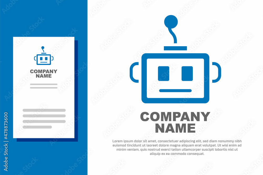 Poster blue artificial intelligence robot icon isolated on white background. machine learning, cloud comput
