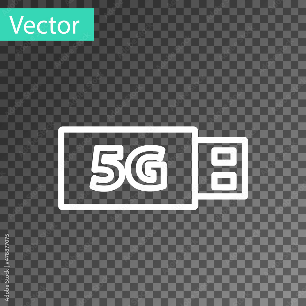 Poster white line 5g modem for fast mobile internet icon isolated on transparent background. global network