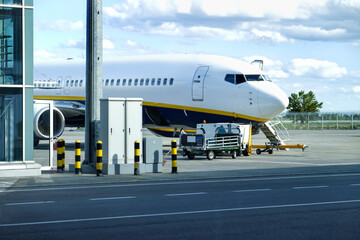 Big modern airplane at airport