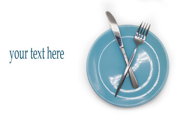 plate fork, knife, spoon isolated on white background