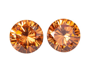 Orange round diamonds topaz stone luxury isolated on the white background