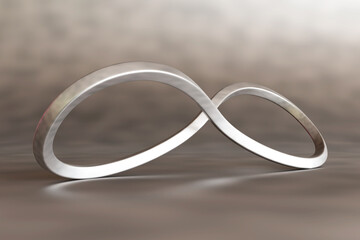 Infinity symbol silver color. 3D render illustration