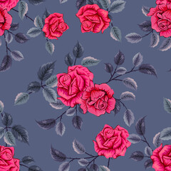 Elegant colorful seamless pattern with botanical floral design illustration.