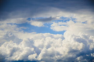Cloudscape background sky with gray cumulus clouds