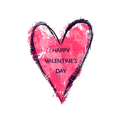 Happy Valentine's day vector card. Happy Valentine's Day lettering. Hand drawn heart.