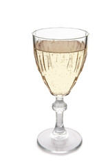 Beautiful glass of champagne on white background