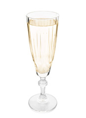 Beautiful glass of champagne on white background