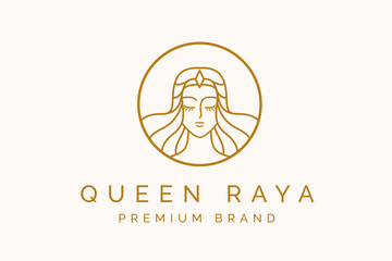 Beauty queen with crown logo brand