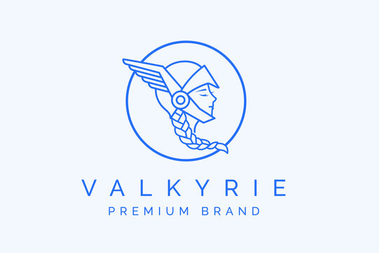 Beauty valkyrie woman face logo brand
