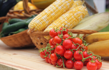 Cherry Tomatoes, Corn and Jalapeno Peppers for sale at Organic Farm