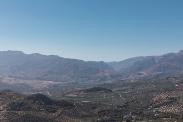 Fototapeta na wymiar High altitude view of the Sierra Magina of Jaén from the cross of the Castle of Santa Catalina, Andalusia, Spain.