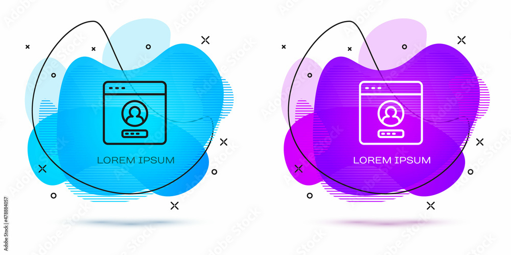 Poster line create account screen icon isolated on white background. abstract banner with liquid shapes. ve