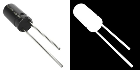 3D rendering illustration of a electrolytic capacitor