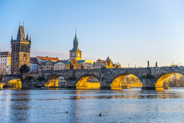 Fototapeta na wymiar Charles Bridge over Vltava River in Prague