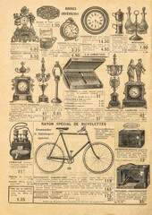 Antique objects Retro shop advertising shopping catalog Paris France