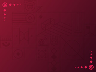 Football qatar 2022 tournament background. Vector illustration Football Pattern for banner, card, website. burgundy color qatar world 2022