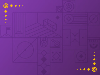 Football 2022 tournament background. Vector illustration Football Pattern for banner, card, website. violet color qatar cup 2022