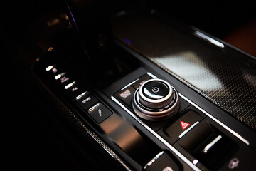 Luxury car tune control panel. Modern car interior