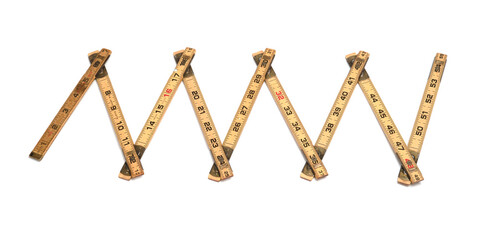 Vintage mason ruler zig zag on white background