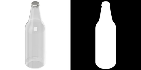 3D rendering illustration of a empty beer bottle