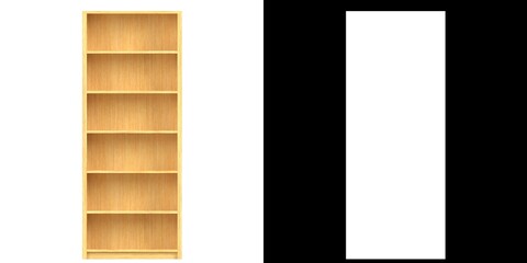 3D rendering illustration of a empty bookshelf