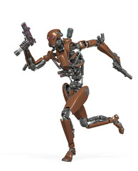 droid soldier is running in action holding pistol