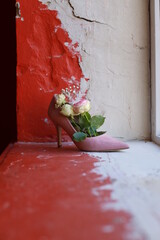 Roses on a shoe