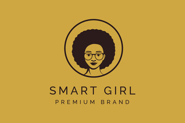 African american girl with glasses beauty logo