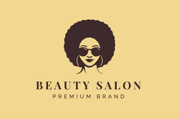 African american woman glamour beauty logo