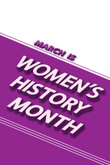 Women's History Month concept. Modern text with shadows on geometric background.	