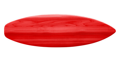 Red wooden surfboard for composition