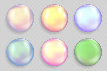 Vector abstract balls. Collection of isolated 3d spheres with glares and shadow for buttons, badges, icons, emblems and other your design EPS10