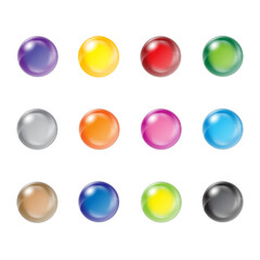 Vector abstract balls. Collection of isolated 3d spheres with glares and shadow for buttons, badges, icons, emblems and other your design EPS10