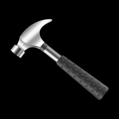  Realistic hammer icon isolated on black background. Vector illustration