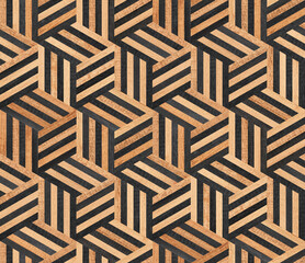 Seamless parquet floor texture with repeat geometric pattern. Seamless wood wallpaper.  - 478896837