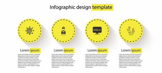 Set Sun, Tequila bottle, Hola and Cactus. Business infographic template. Vector © Vadim