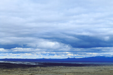 Desolate landscape from Kverfjoll area, Iceland panorama
