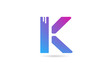 K alphabet letter logo for business and company. Blue pink colour template for icon design